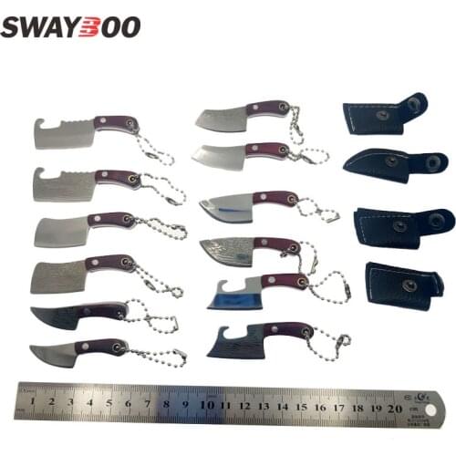 Swayboo Keychain Knife kitchen Tiny Mini Portable EDC Wood Handle Sharpen Real Knife Pattern Accessories Crafts Gift