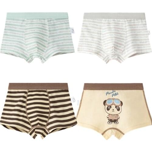 Strip Underwear for Boys Boxer Kids Brown Cotton Panties Quality Kid Clothes 5 6 7 8 9 10 11 12 13 14 Years Old OBU203050