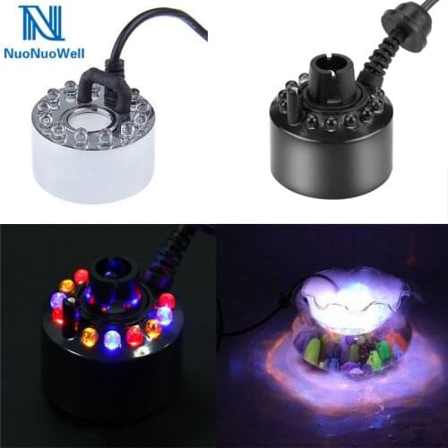NuoNuoWell 12-LED Colorful Light Ultrasonic Mist Maker Fogger for Indoor Desktop Fountain Aquarium Air Humidifier