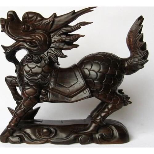 V Gallery] mahogany crafts wood Home Furnishing vegetarian chicken wings Rui kylin business gifts large drop ornaments