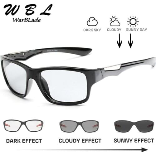 WarBLade New Photochromic Polarized Sunglasses Men Chameleon Discoloration Square Sun Glasses Outdoors UV400 Driving Goggles