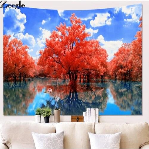 Zeegle Mirror Image Tapertry Table Cloths Wall Hanging Blanket Beach Towel Home Decor Lakes Pattern Tapestries