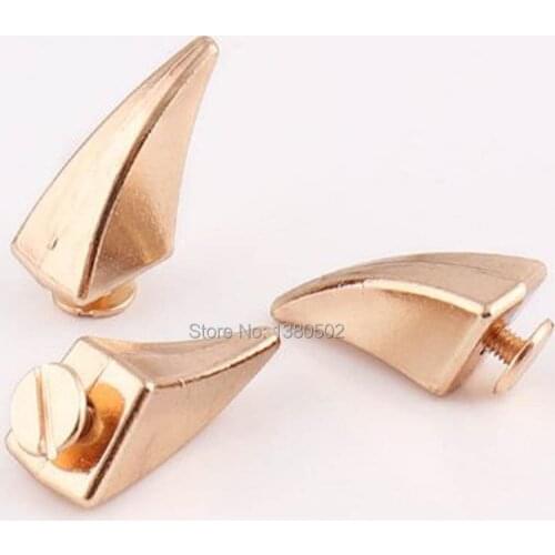 10sets Gold Color Horn Shape Metal Screw Spike Rivets Decorative For Clothes Bag Shoes