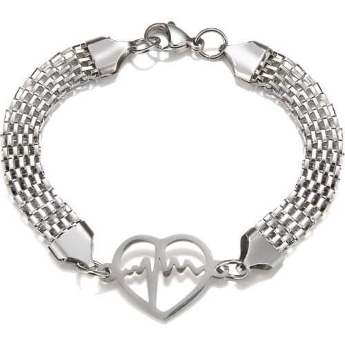 2021 Fashion Glamour Jewelry Stainless Steel Heart Bracelet Retro Titanium Steel Popcorn Chain Bracelet for Women Pulseras