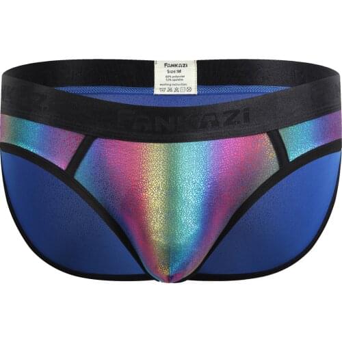 2021 New Sexy Underwear Thin Bikini Briefs Rainbow Mens Underpants Nylon Casual Large Size Breathable Low Waist Briefs