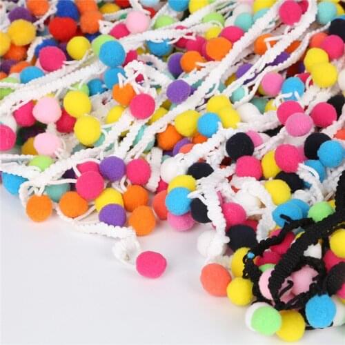 30mm 2 Yard/bag Rainbow Pom Pom Lace Trim Ball Fringe Ribbon For DIY Clothing Wedding Party Home Decorations Gift Wrapping