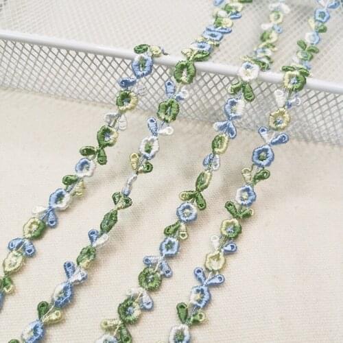 5m DIY Color Small floral flower narrow polyester lace trim idyllic wind baby clothes bag clothing cuff collar Curtains 1.2cm