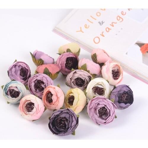 5PCS Aritificial Flowers Bud Roses Tea Fake Flower Head for Wedding Home Decor DIY Scrapbooking Mariage Flores Craft Decoration
