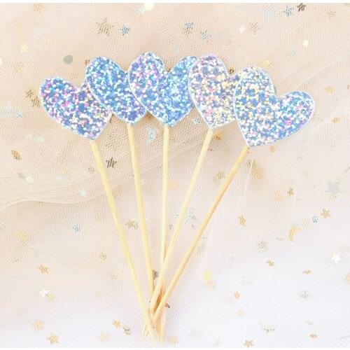 5pcs/set Colorful Cake Topper Star Heart Happy Birthday Party Cake Decora Supplies Baby Shower Decoration Wedding Party