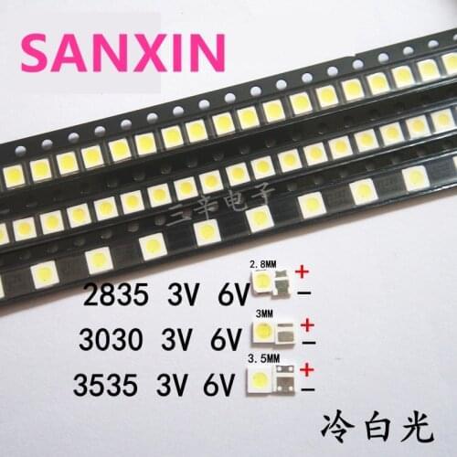 50-100Pcs For LG led tv backlight 2835 3030 3535 3V 6V 1W 3W kit electronique led for lcd tv repair Cool cold white