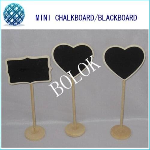 80pcs/lot Mini Wooden Chalkboards,Blackboard on stick Stand ,Heart and Rectangle designs,for table decoration