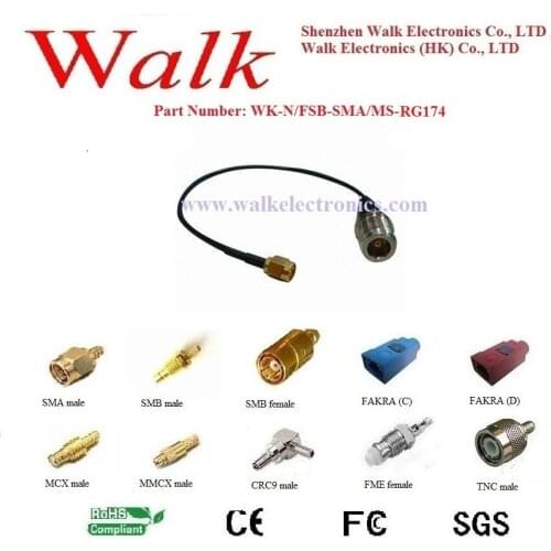 N female SMA male antenna cable, N female straight bulkhead to SMA male straight with RG174 cable