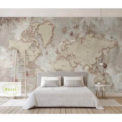 Bacal Custom Mural 3D Wallpaper Vintage World Map Creative Wall Decor Living Bedroom Room Modern 3D Photo Mural Wall Papers