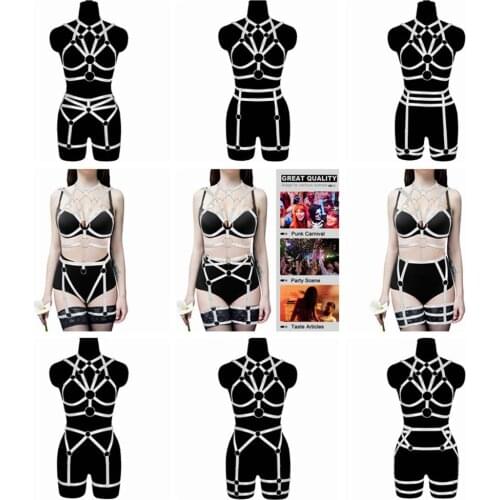 White Bondage Harness For Women Sexy Body Cage Bra Bralette Punk Erotic Fetish Lingerie Garter Sword Belt Dance Festival Rave