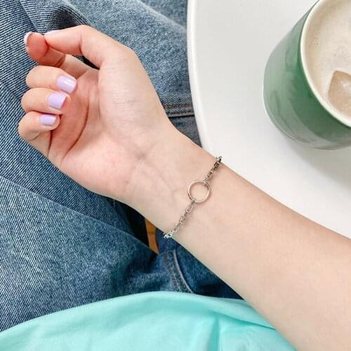 Circle Chain Bracelets For Women Men Adjustable Silver Color Hip Hop All-Match Kpop Minimalist Unisex Couple Friendship Jewelry
