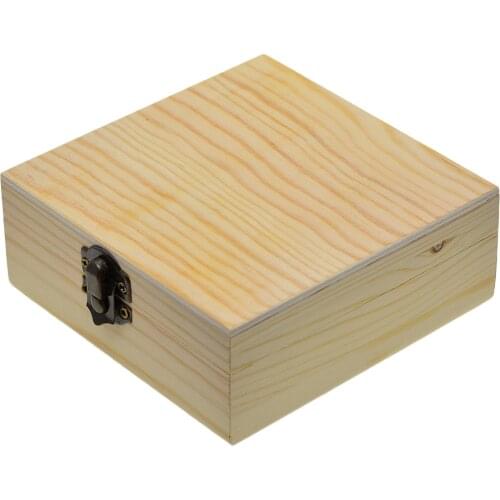 Square Unfinished Wood Jewelry Box Organizer Storage Case DIY Base For Kids Crafts 12x12x5cm
