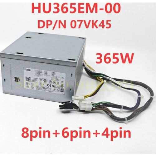 FOR DELL T3620 T20 T30 T1700 MT Optiplex 9020 7020 3020 MT 365W Desktop Power Supply HU365EM-00 7VK45 07VK45 8+6+4pin 95%NEW