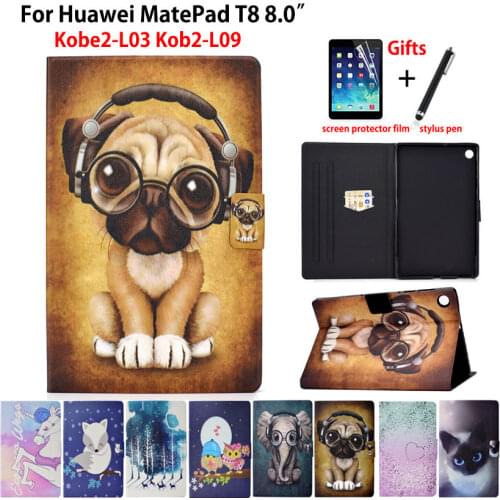 For Huawei MatePad T8 8.0 Case Cover KOB2-W09 KOB2-L09 Kobe2-L03 Funda Tablet Cartoon Animal printing Stand Shell Coque +Gift