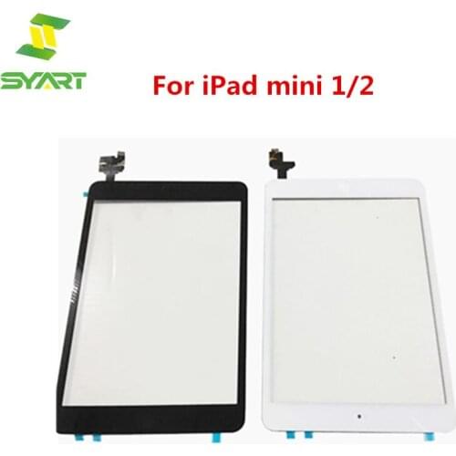 For iPad mini 1/2 Black White Color Touch Screen Glass Digitizer + IC Chip+Home Hutton Flex Cable Assembly For iPad mini 1/2