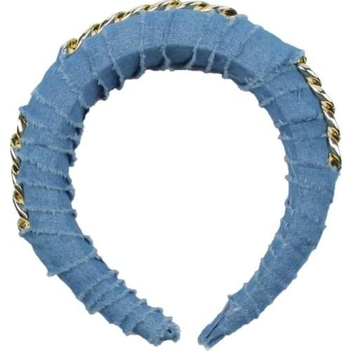 European fashion hot sale new denim headband 2020 latest personality style metal luxury headband female headwear wholesale