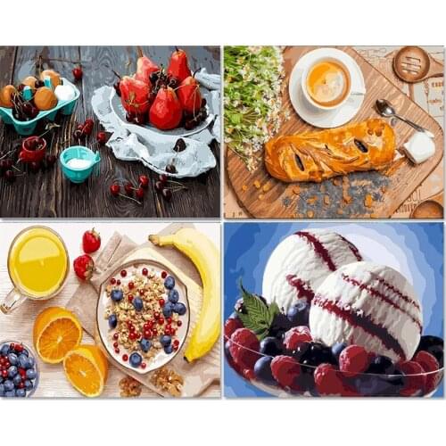 Gatyztory Cake Coffee Frame Diy Painting By Numbers Canvas Colouring Handpainted Gift Wall Decor 60×75cm Kits