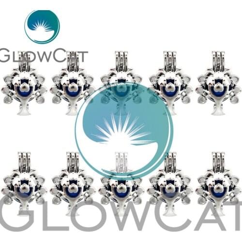 GLOWCAT 10x K691 Tree of Life Beads Cage Jewelry Making Perfume Essential Oil Diffuser Pearl Cage Locket Pendant