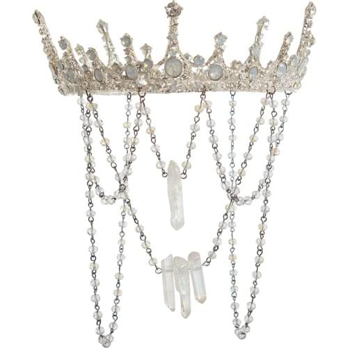 Crystal Tiaras Crown Headpiece Women Wedding Fairy Rhinestone Headdress