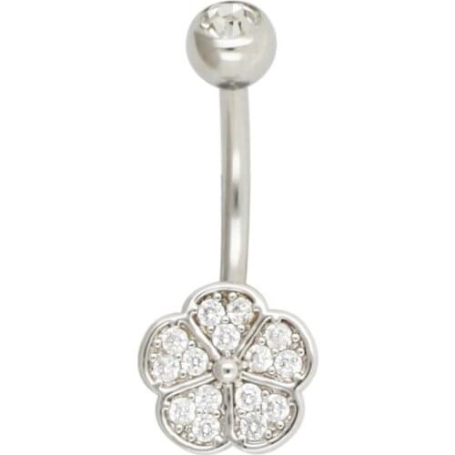 JHJT 14G Navel Belly Rings 316L Surgical Steel Flower Body Jewelry Sexy Belly Piercing Nombril Rings Women Men