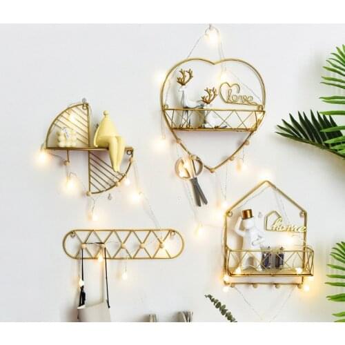 Creative Metal Coat Hook Rack Room Storage Wall Rack Free Perforated Wall Mount Wall Decoration Room Bedroom Decoration Bracket