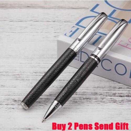 Hot Selling New Arrival PU Leather Brand Metal Roller Ballpoint Pen Office Business Men Writing Pen Buy 2 Pens Send Gift