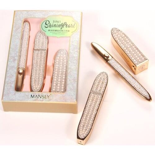 3 in 1 Makeup Set Diamond Moisturizing Silky Lipstick Lengthening Curling Mascara Natural Quick Dry Eyeliner Cosmetic