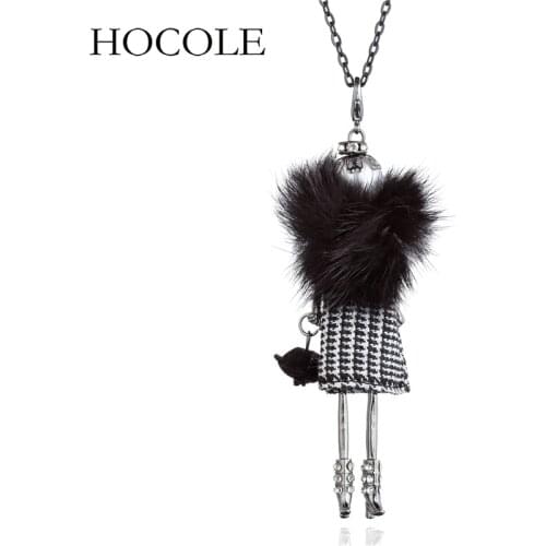 2018 New Doll Necklace Long Chain Fur Dress Dancing Girl Pendant Necklaces For Women Handmade Statement Paris Jewelry Bijoux