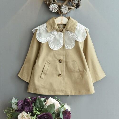 Fall girls jackets Girls windbreaker 2021 new spring autumn fashion lace lapel long-sleeved kids toddler jacket girls coats 2-6Y