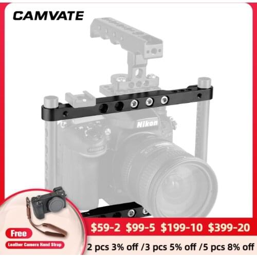 CAMVATE 2PCS 200mm Aluminum Cheese Cross Bar With 15mm Rod Adapter & 6PCS 1/4"-20 Thread Screw For DIY Camera / Monitor Cage Rig