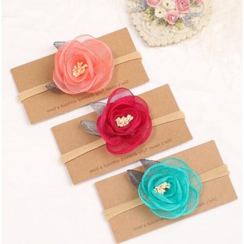 MAYA STEPAN 1 Pcs Baby Girl Infant Hair Accessory Clothes Headwrap Toddler Cover Cute Headwear Lace Flower Headband Hair Band