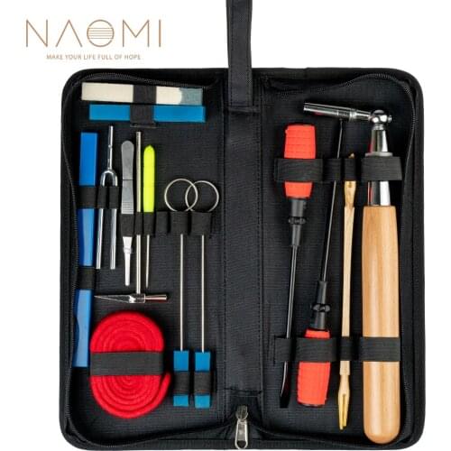 NAOMI 16pcs Professional Piano Tuner Kit Star Head L-Shape Tuning Hammer Piano Wrench Mute Fork Screwdriver Belt Tweezers Clip