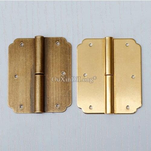 Retro 10PCS European Antique Brass Cabinet Door Hinges Cupboard Wardrobe Drawer Furniture Freely Flat Open Hinges Can Detachable