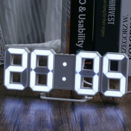 5V LED Digital Table Clock USB Powered 3D Display Alarm Wall Clock Brightness Dimmable Nightlight for Home Ledroom Decorative