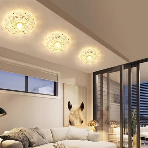 LED Surface Mounted Crystal Ceiling Light Modern Flower Rotunda Pendant Light Ceiling Lamp for Porch Foyer Bedroom Home Decor