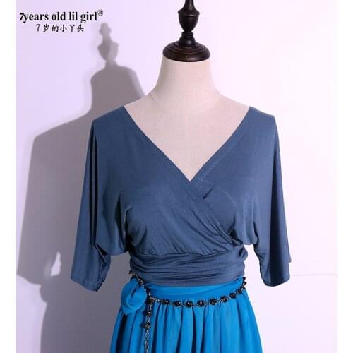 Dance Suit Belly Dance Top 2021 Autumn/winter Modal Rayon Front And Back Crossed Bat Sleeve GKK24