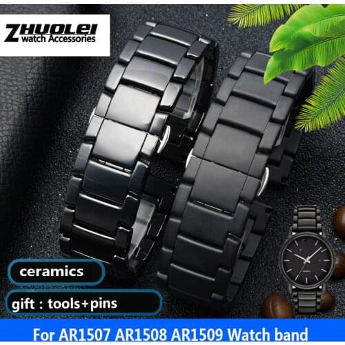 High quality Ceramic watchband for AR1507 AR1508 AR1508 Samsung Galaxy watch S3 gear 46mm watch bracelet straps 22mm