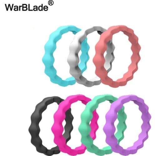 WarBLade 7pcs/set 14 Style Hypoallergenic Crossfit Flexible Silicone Rings FDA Food Grade Rubber Finger Rings For Women Wedding