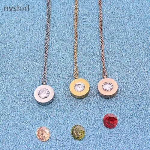 Three colors crystal dot pendant necklaces for women stainless steel material fj193