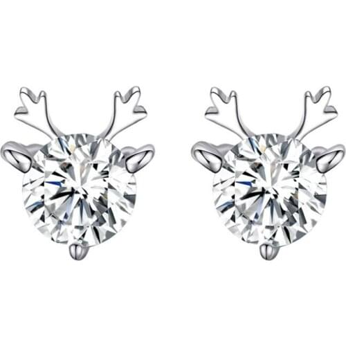 New Hot Moose Deer Elk Zircon Stud Earrings For Women Christmas Jewelry Pendientes Statement Earrings SAE11