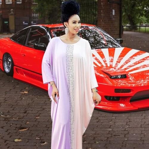 Patchwork Abaya Fashion Dresses For Women Diamonds O-collar Robe Party Long Sleeve Sexy Bazin Gowns 2021 Africa Clothing