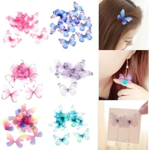 10x Chiffon Butterfly Flatback Embellishments Crafts DIY Scrapbooking Decors Multifunctional Tool for Earrings Hair Accessories