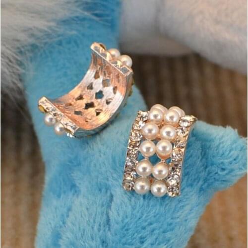 1621632 , 1pcs , 20mm*11mm , Alloy Pearl Beads costume jewelry accessories material, curved alloy rhinestone bow ornament