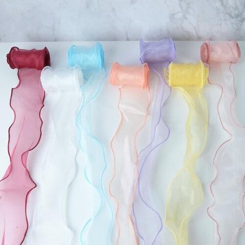 5m*6cm Wave Silk Organza Ribbon Bow Material Lace Ribbons For Wedding Hair Ornament DIY Gift Christmas Festival Supplie Ribbons