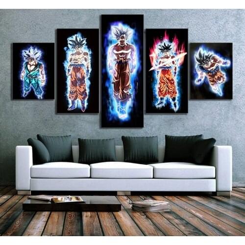 5 Pcs Japanese Anime Characters Picture Abstract Wall Art Canvas Paintings HD Cartoon Poster for Living Room Decor Home Decor