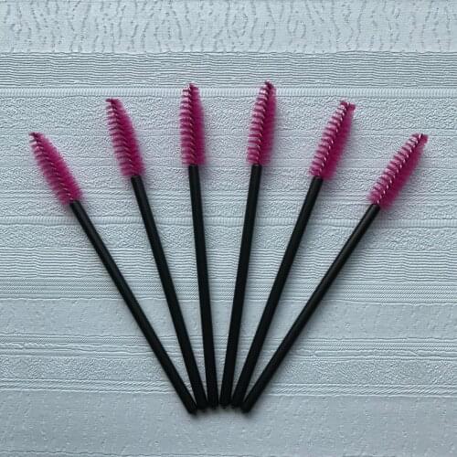 50 pcs Rose Red Disposable Make up Eyelash Brushes Nice One-Off Disposable Mascara Wands Brush Applicator for Eyelash Extension